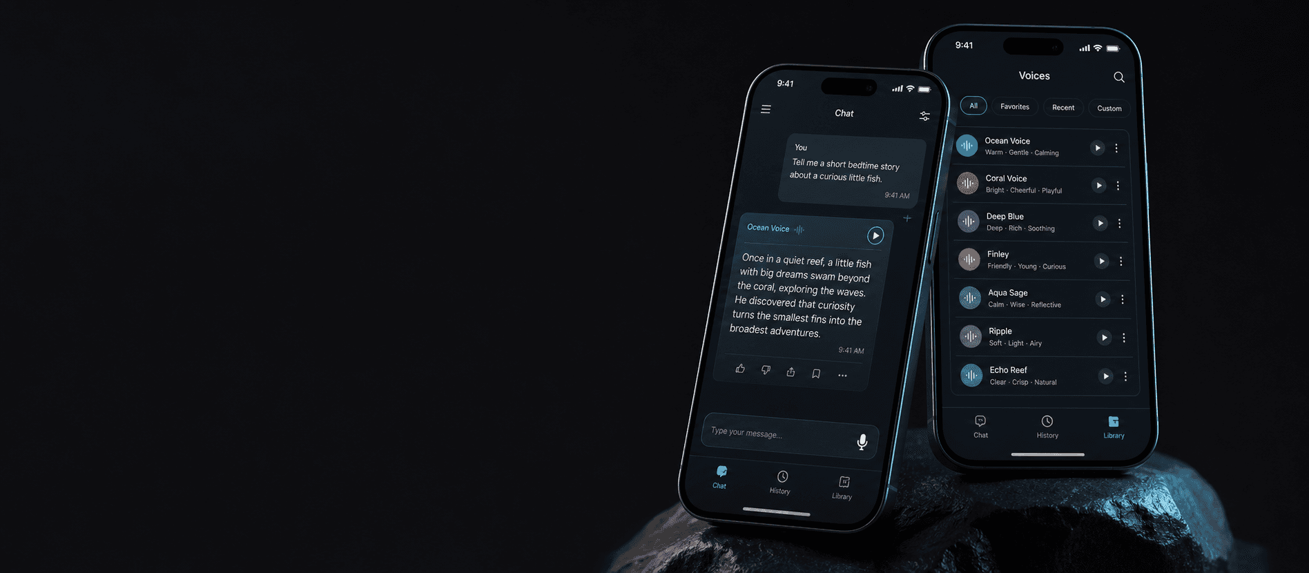 Two Fish Audio mobile app screens